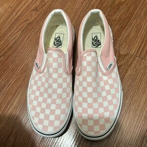 Big Girls‎ Juniors Checkered Slip On Vans white and pink NWOT